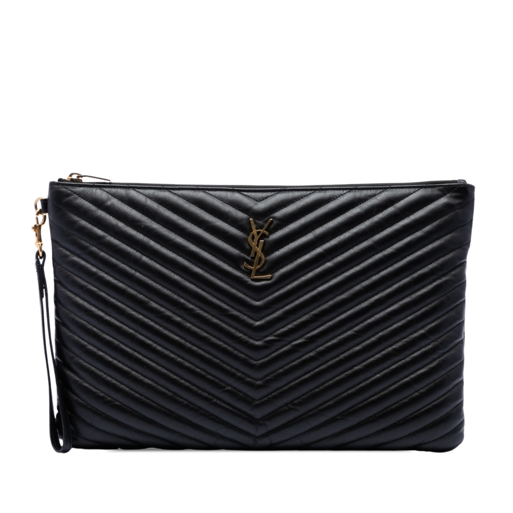 Pre-Loved Saint Laurent Chevron Calfskin Cassandre Document Holder